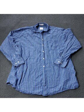 FORSYTH Canada Shirt Mens L Large Long Sleeve Checkered Button Blue Pocket